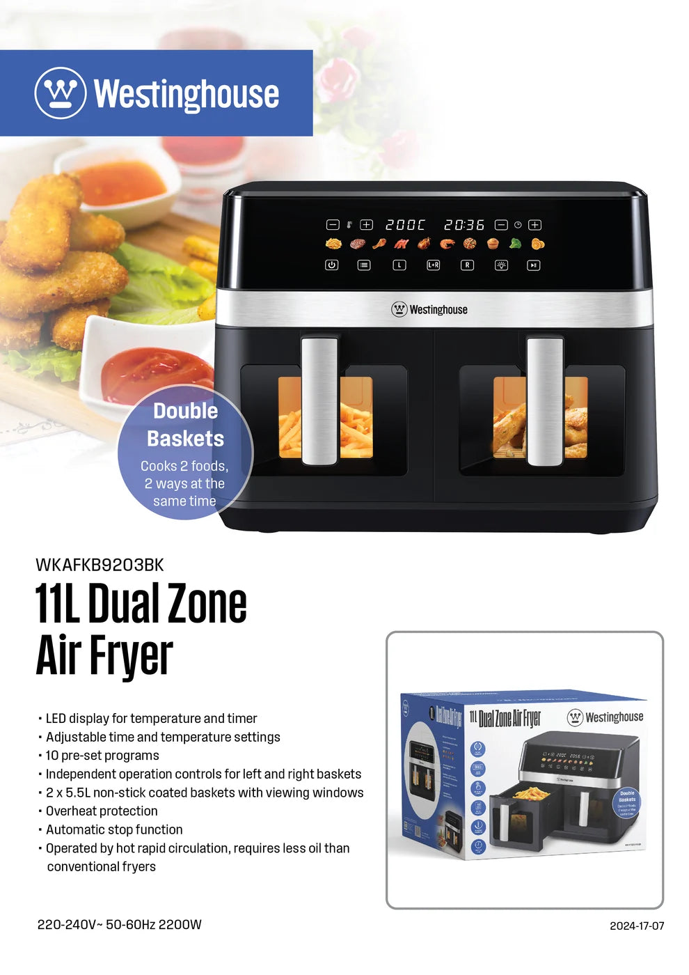 11L DUAL ZONE AIRFRYER - WKAFKB9203