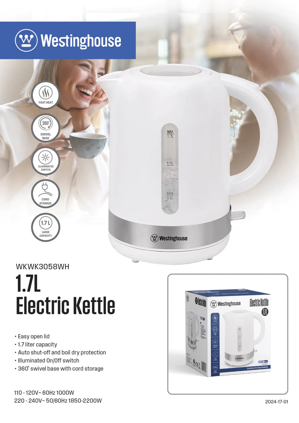 SIMPLE LIFE ELECTRIC KETTLE 1.7 L - WKWK3058